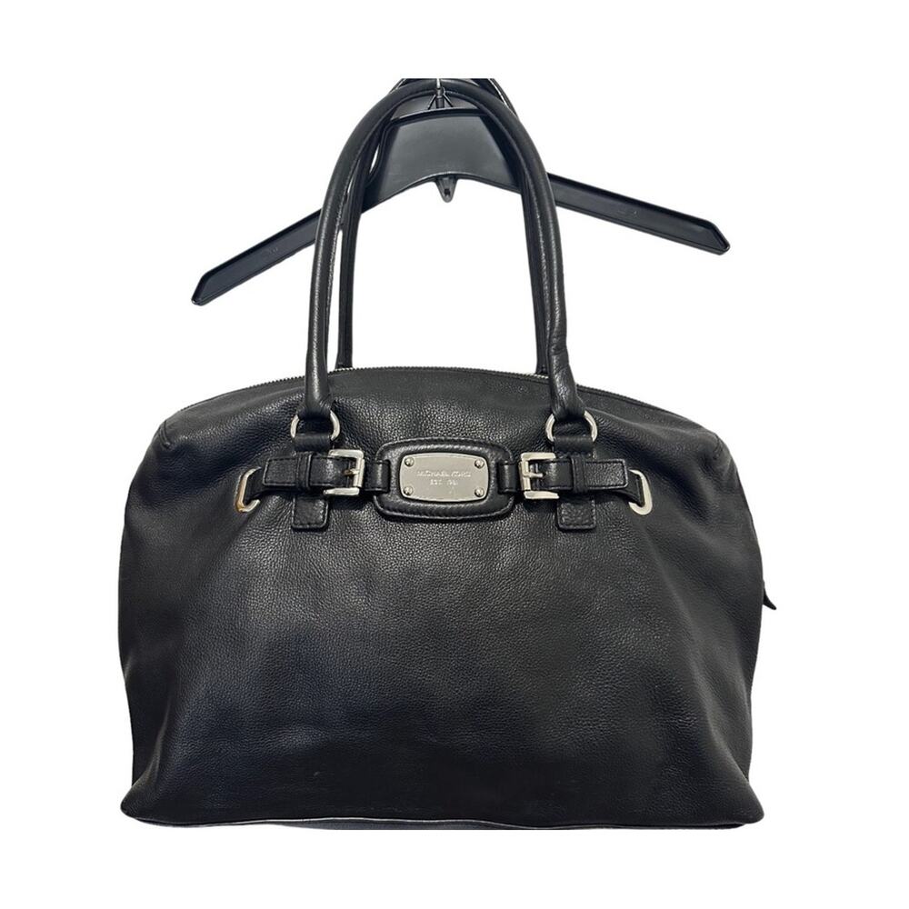 Michael Kors Hamilton Weekender Black Pebbled Leather Tote Bag Travel Satchel